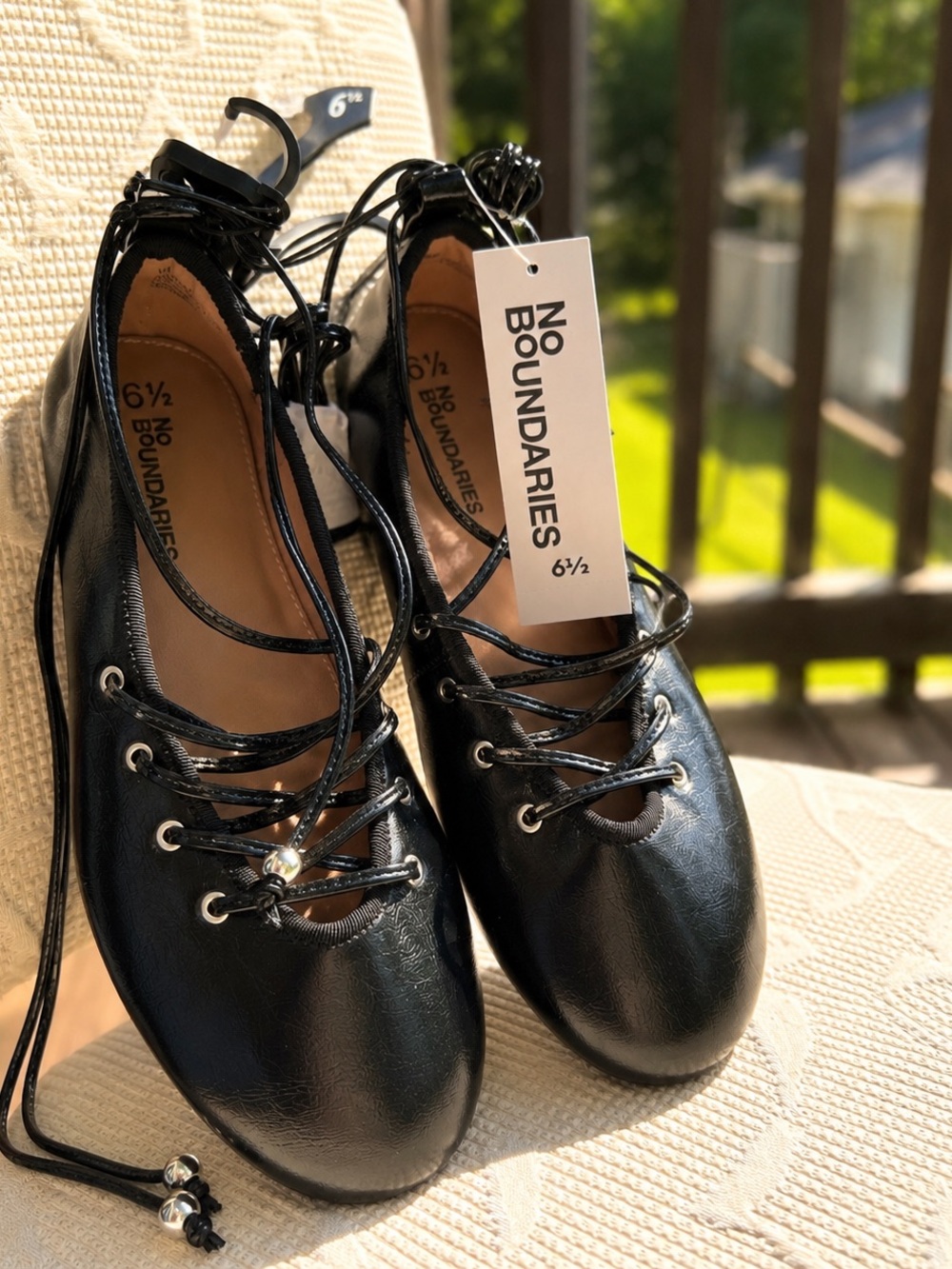 Black Corset Ballet Flats NWT US 6.5